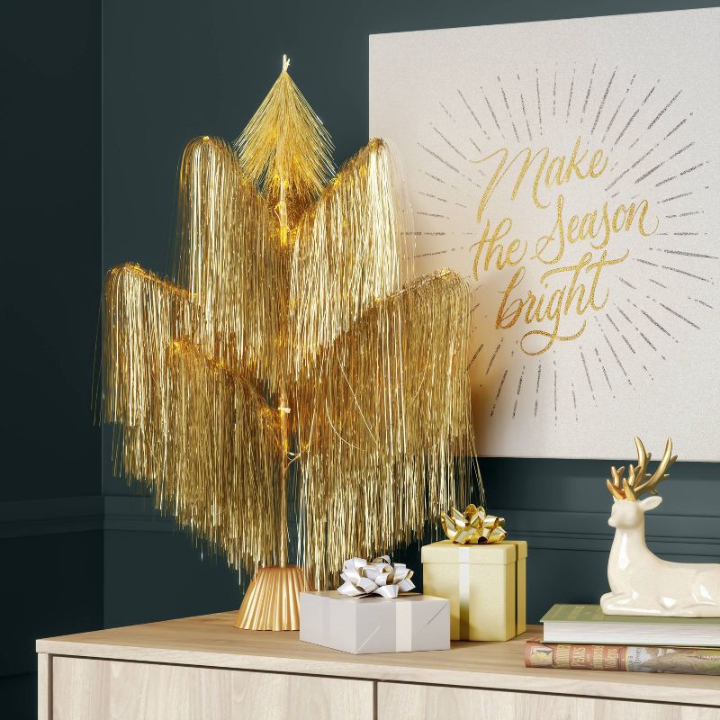 slide 3 of 4, 26" Pre-Lit Fringe Tinsel Artificial Christmas Tree - Threshold™, 1 ct