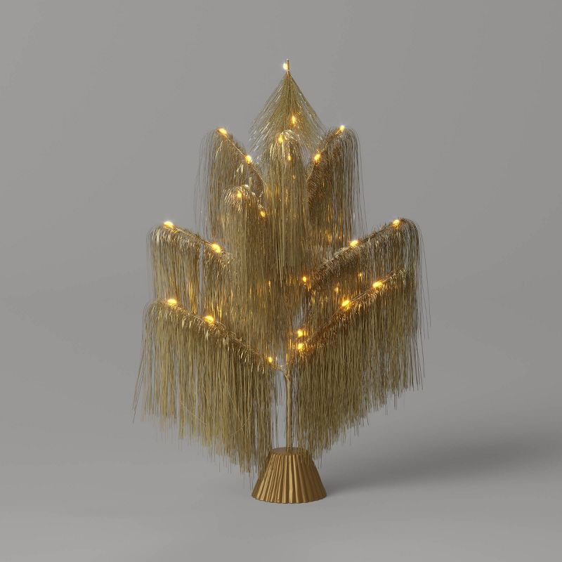 slide 1 of 4, 26" Pre-Lit Fringe Tinsel Artificial Christmas Tree - Threshold™, 1 ct