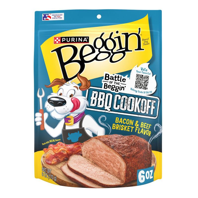 slide 1 of 9, Beggin' Beef and Bacon Flavor Strips BBQ Cookoff Chewy Dog Treats - 6oz, 6 oz