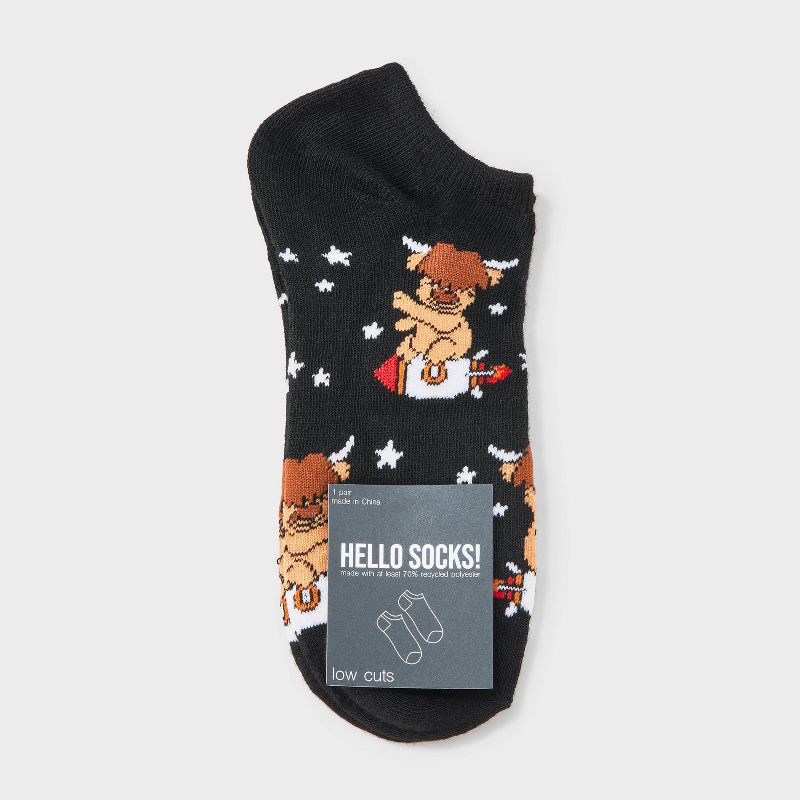slide 2 of 3, Women's Space Highland Cow Low Cut Socks - Black/Brown 4-10, 1 ct
