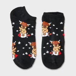 Women's Space Highland Cow Low Cut Socks - Black/Brown 4-10