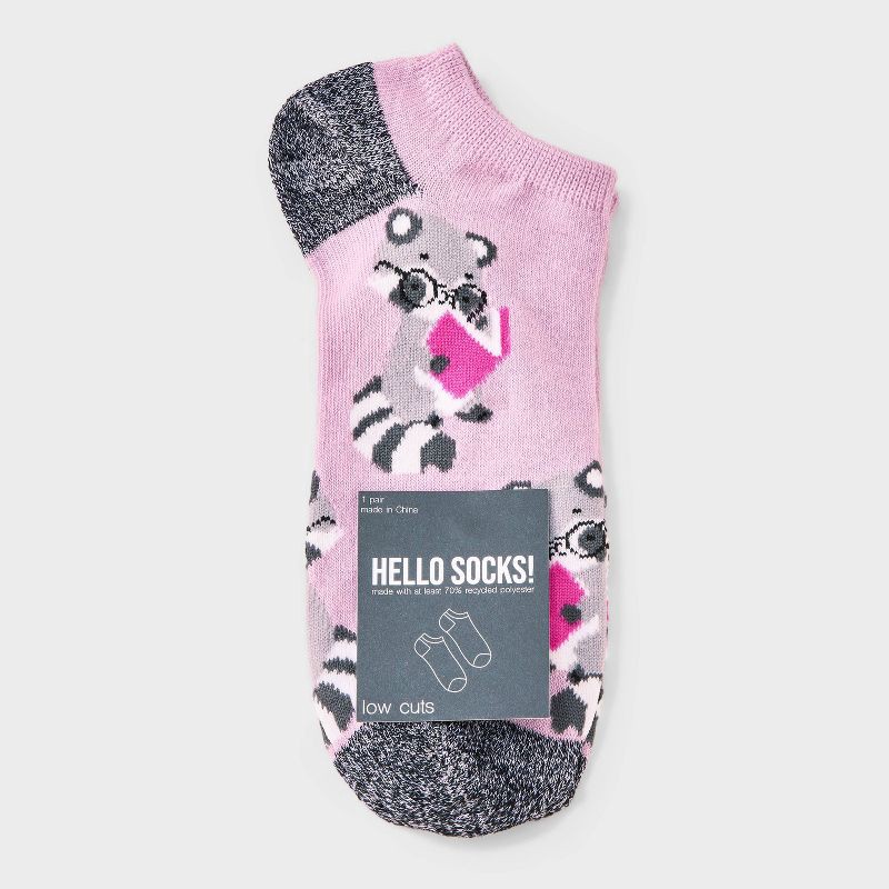 slide 2 of 3, Women's Studious Raccoon Low Cut Socks - Purple 4-10, 1 ct