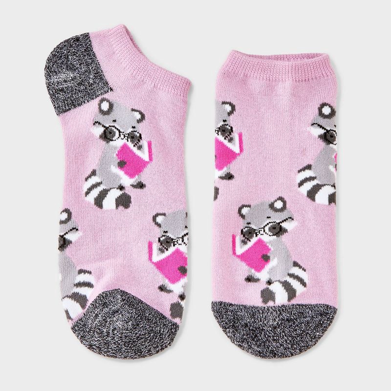slide 1 of 3, Women's Studious Raccoon Low Cut Socks - Purple 4-10, 1 ct