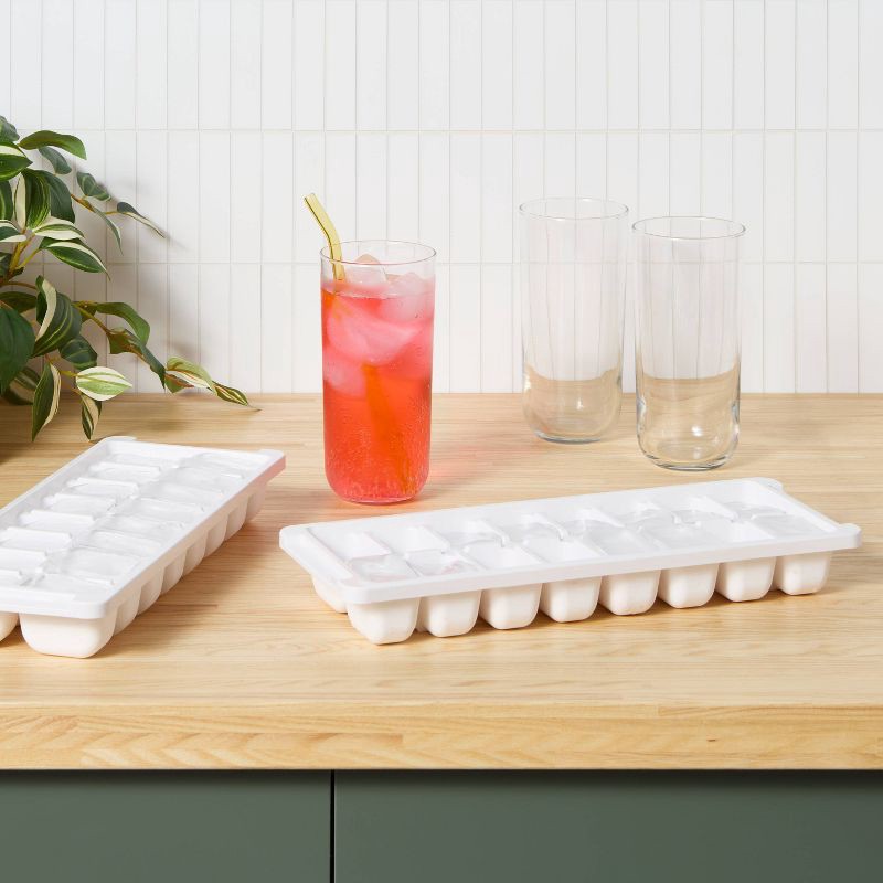 slide 2 of 3, 2pk Plastic Ice Tray White - Room Essentials™, 2 ct
