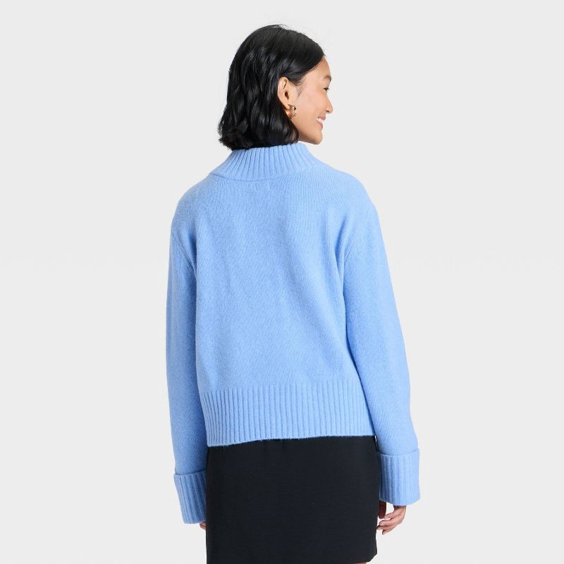slide 2 of 3, Women's Cozy Knit Boxy Pullover Sweater - A New Day™ Blue M, 1 ct