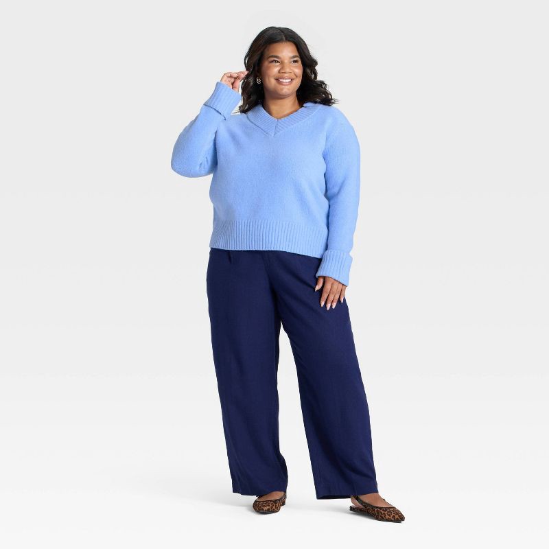 slide 3 of 3, Women's Cozy Knit Boxy Pullover Sweater - A New Day™ Blue XXL, 1 ct