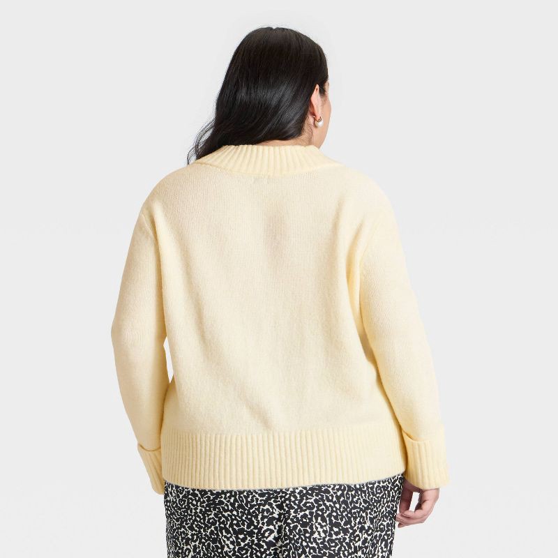 slide 2 of 3, Women's Cozy Knit Boxy Pullover Sweater - A New Day™ Cream XXL, 1 ct