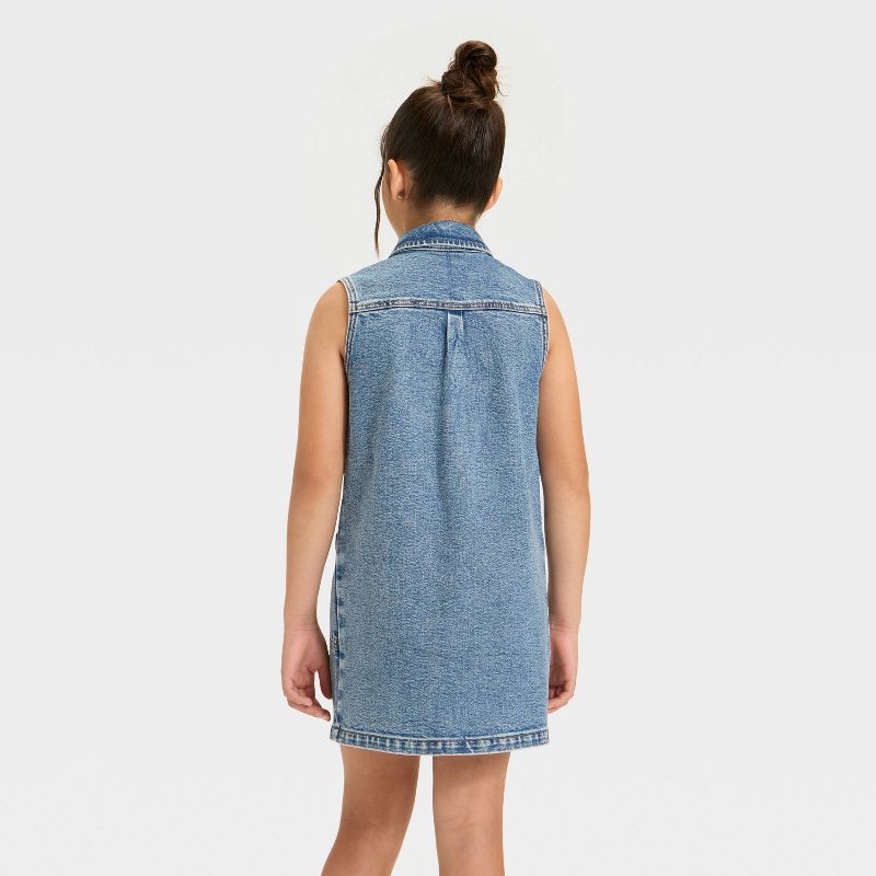 slide 2 of 3, Girls' Sleeveless Denim Dress - Cat & Jack™ Medium Wash L, 1 ct