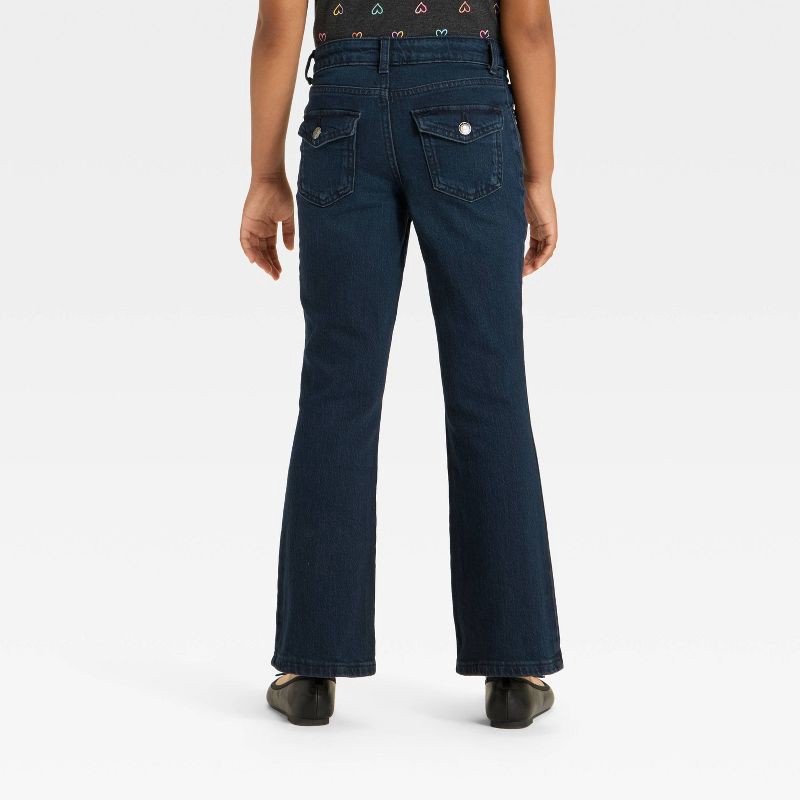 slide 3 of 3, Girls' High-Rise Flare Jeans - Cat & Jack™ Dark Wash 6, 1 ct