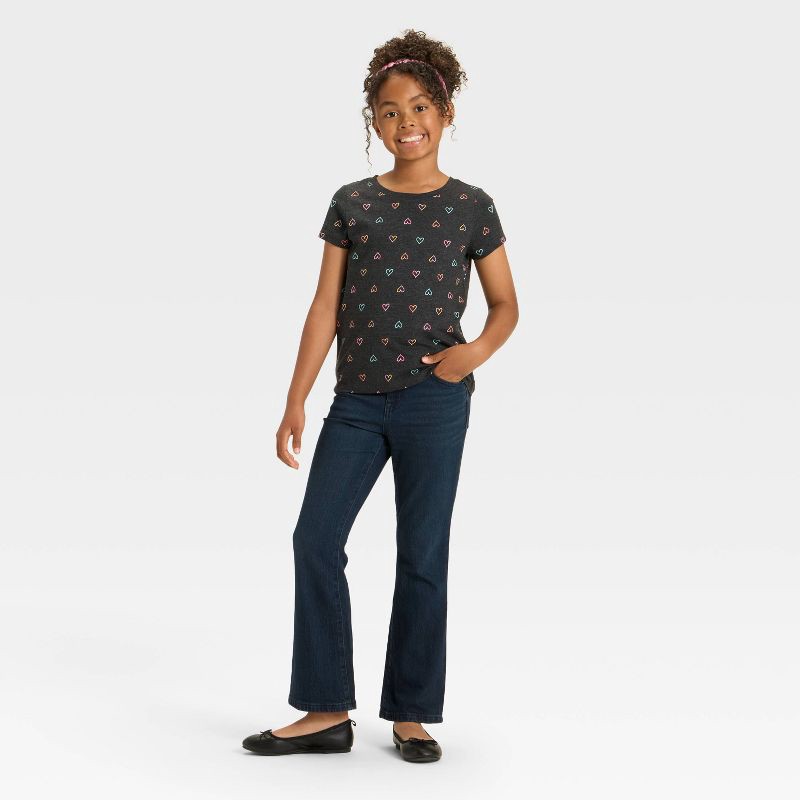 slide 3 of 3, Girls' High-Rise Flare Jeans - Cat & Jack™ Dark Wash 14, 1 ct