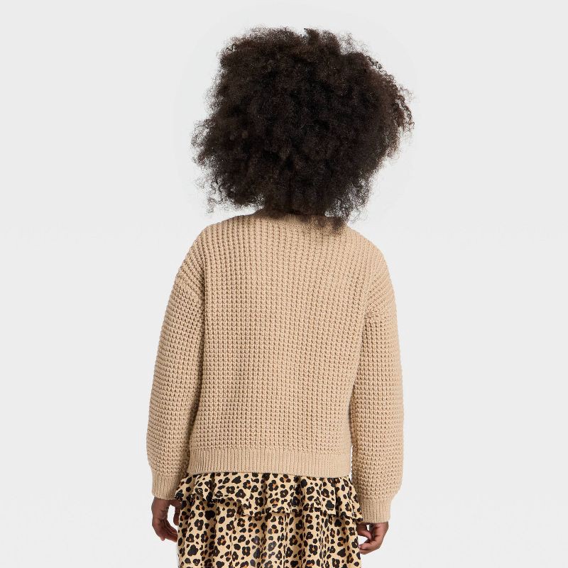 slide 3 of 3, Toddler Girls' Cardigan - Cat & Jack™ Brown 4T, 1 ct