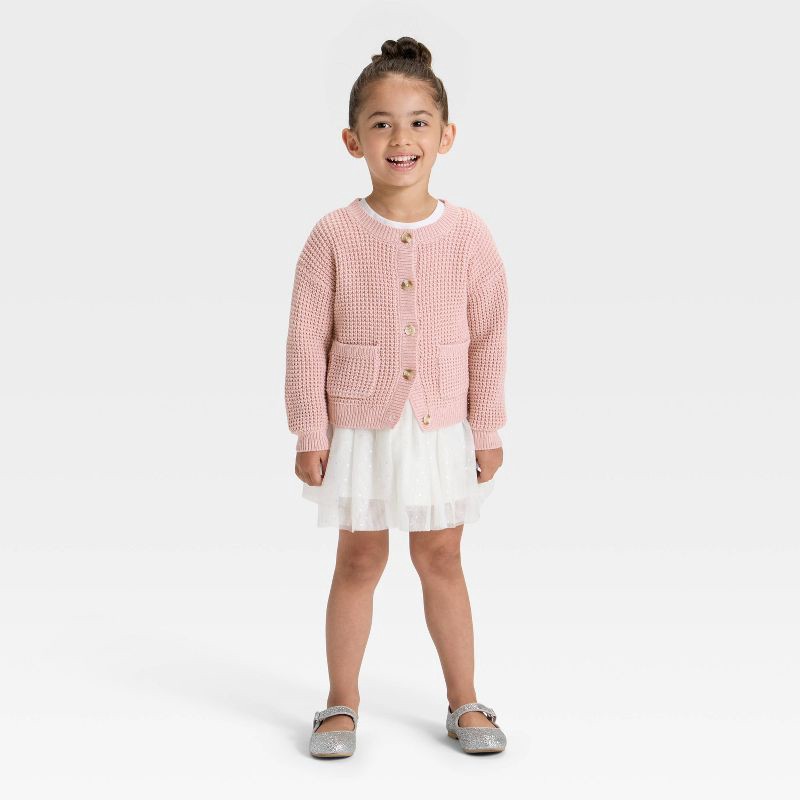 slide 3 of 3, Toddler Girls' Cardigan - Cat & Jack™ Light Pink 2T, 1 ct
