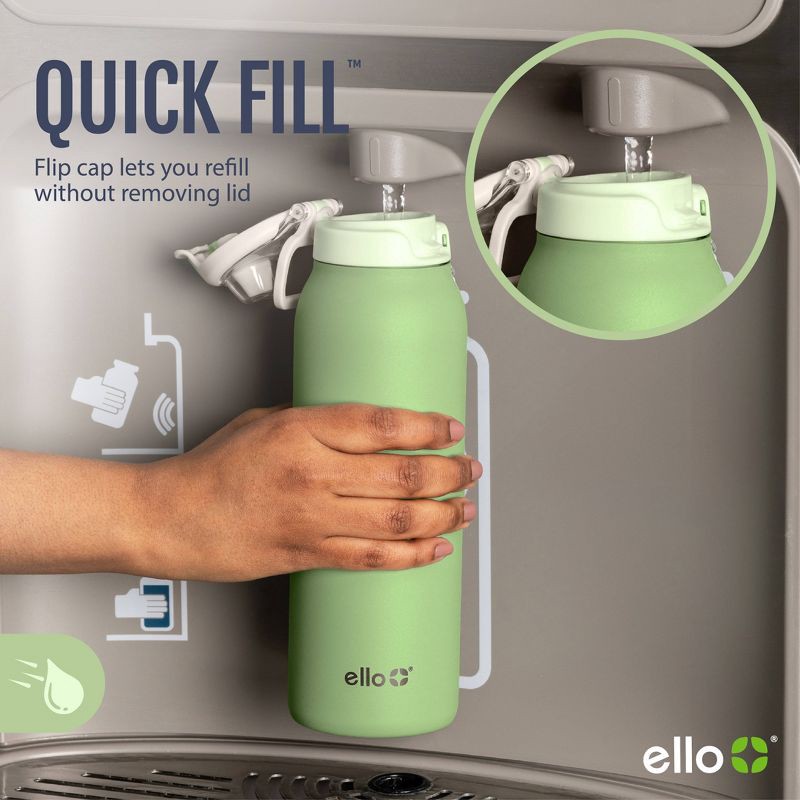 slide 3 of 8, Ello Pop and Fill 32oz Stainless Steel Water Bottle Dark Blue, 32 oz