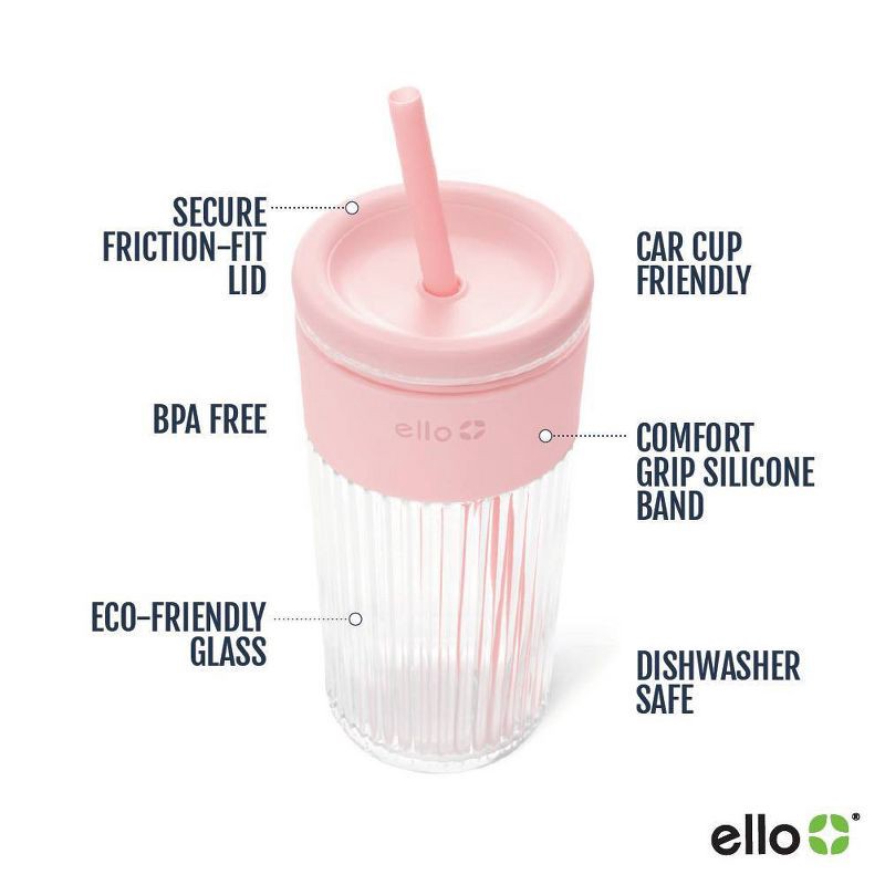 slide 3 of 4, Ello Ava 18oz Straw Tumbler Pink, 18 oz