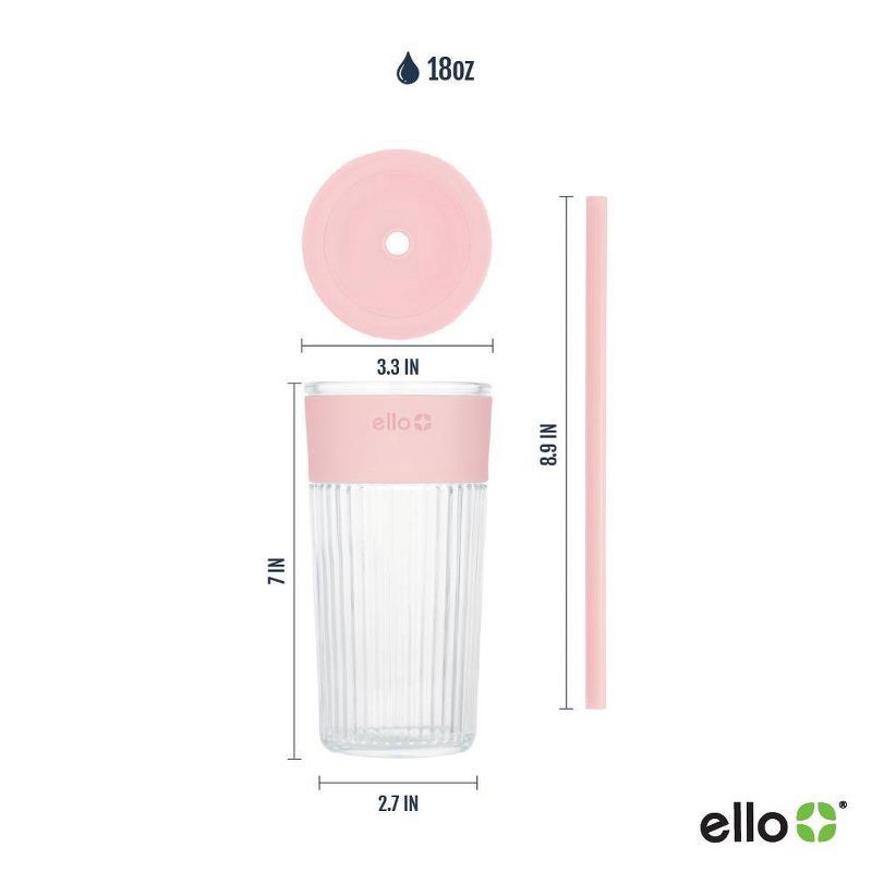slide 4 of 4, Ello Ava 18oz Straw Tumbler Pink, 18 oz