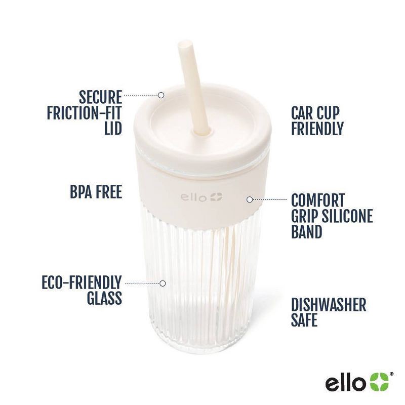 slide 3 of 4, Ello Ava 18oz Straw Tumbler Cream, 18 oz