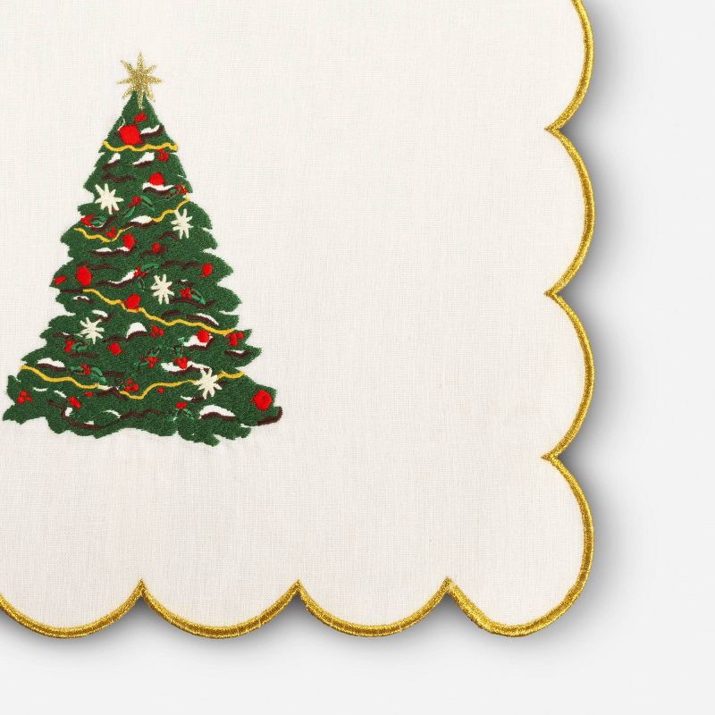 slide 3 of 3, 72"x14" Gold Scallop with Trees Table Runner - Threshold™, 1 ct