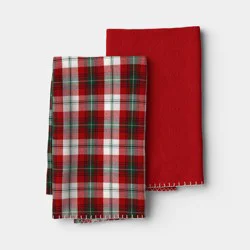 2pk Christmas Red Plaid Kitchen Towels - Threshold™
