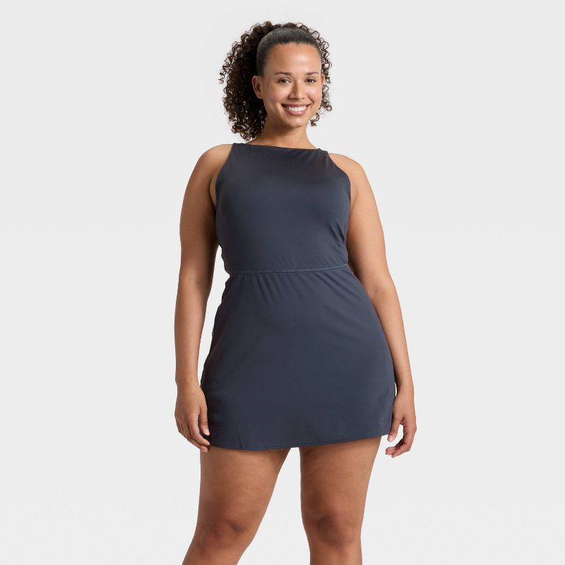 slide 5 of 6, Women's Knit High Neck Active Dress - All In Motion™ Navy Blue XS, 1 ct