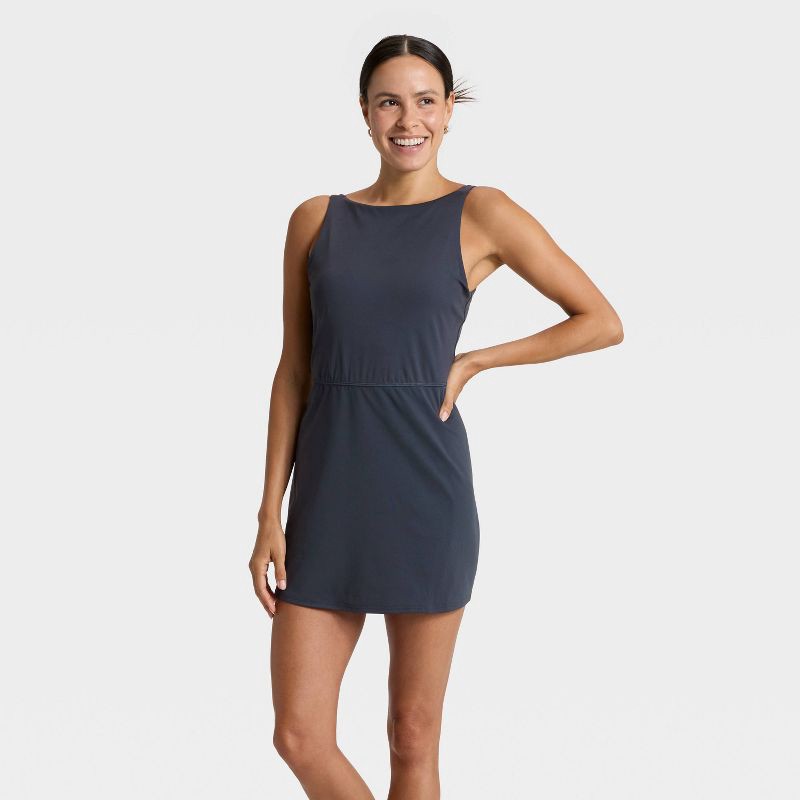 slide 1 of 6, Women's Knit High Neck Active Dress - All In Motion™ Navy Blue XS, 1 ct