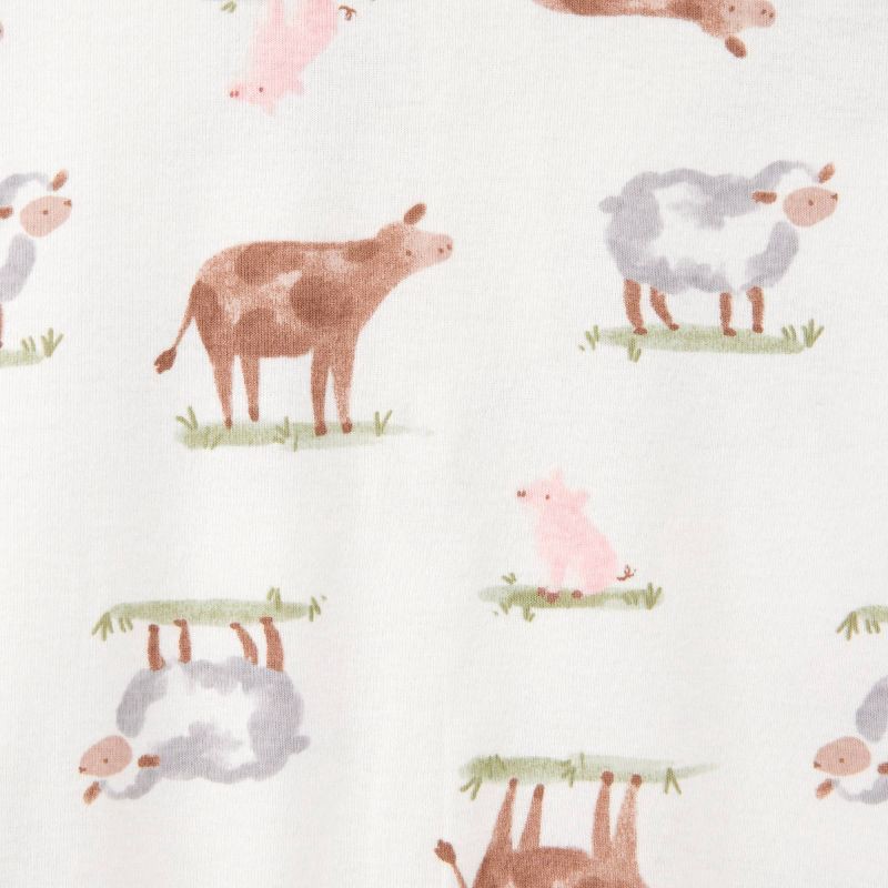 slide 3 of 4, Carter's Just One You® Toddler Girls' 2pk Cotton Long Sleeve Farm and Floral Footed Pajama - Blue/White 5T, 2 ct