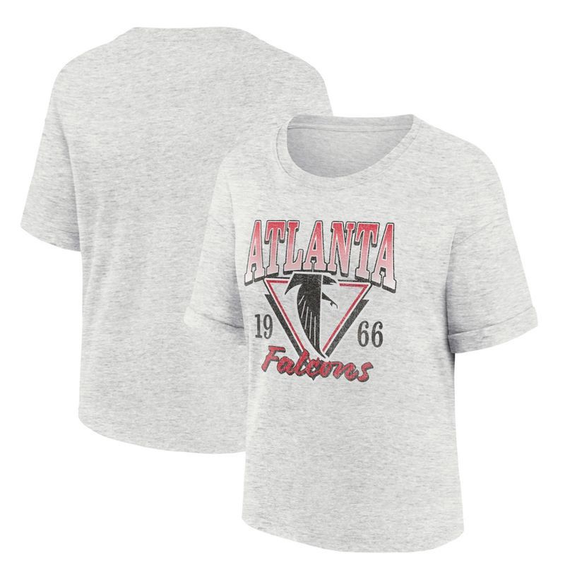 slide 3 of 3, NFL Atlanta Falcons Women's Oatmeal Heather Rolled Sleeve T-Shirt - S, 1 ct