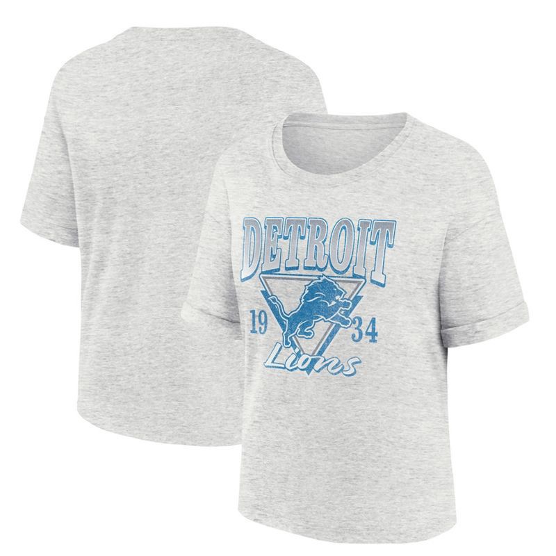 slide 3 of 3, NFL Detroit Lions Women's Oatmeal Heather Rolled Sleeve T-Shirt - M, 1 ct