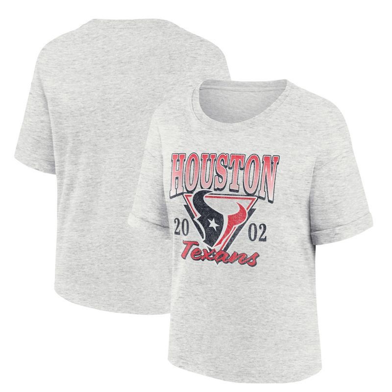 slide 3 of 3, NFL Houston Texans Women's Oatmeal Heather Rolled Sleeve T-Shirt - M, 1 ct