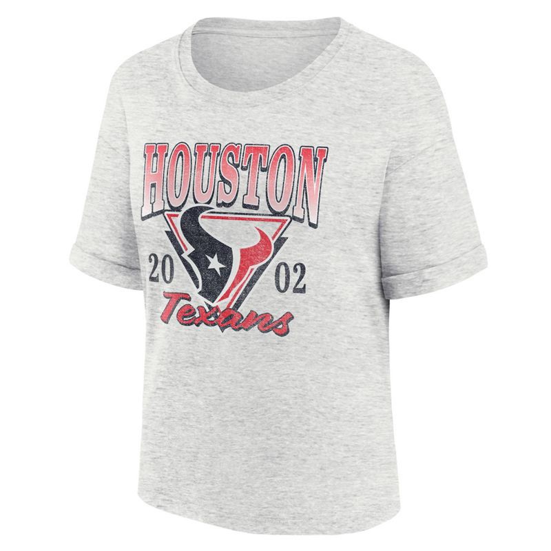 slide 1 of 3, NFL Houston Texans Women's Oatmeal Heather Rolled Sleeve T-Shirt - M, 1 ct