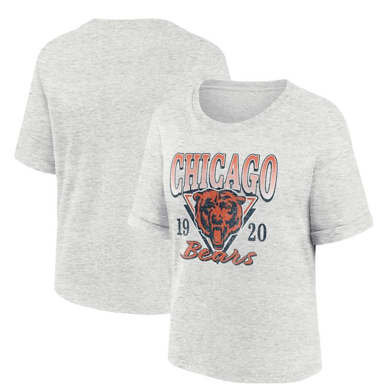 slide 3 of 3, NFL Chicago Bears Women's Oatmeal Heather Rolled Sleeve T-Shirt - L, 1 ct