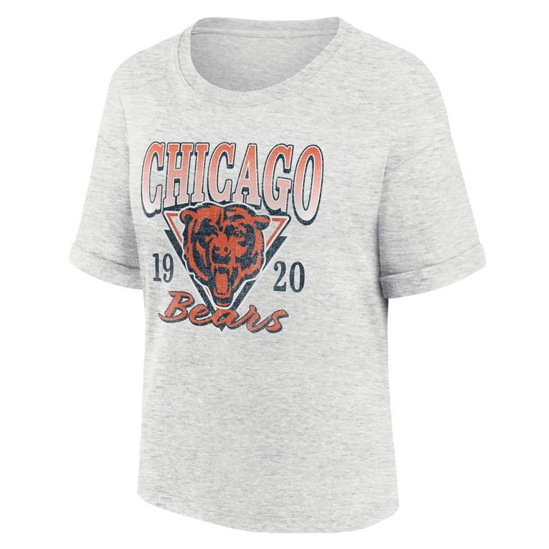 slide 1 of 3, NFL Chicago Bears Women's Oatmeal Heather Rolled Sleeve T-Shirt - L, 1 ct