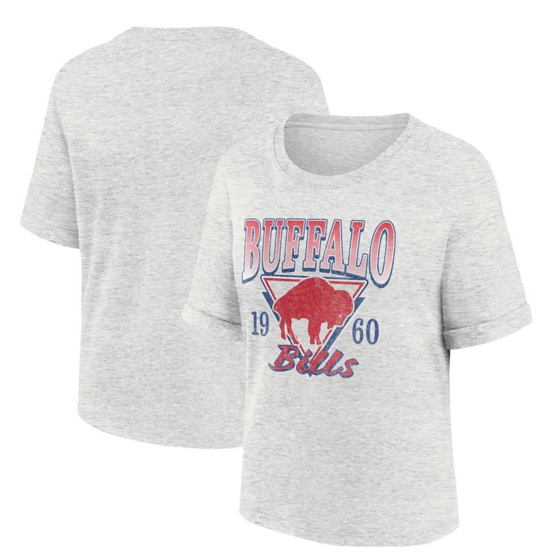 slide 3 of 3, NFL Buffalo Bills Women's Oatmeal Heather Rolled Sleeve T-Shirt - XXL, 1 ct