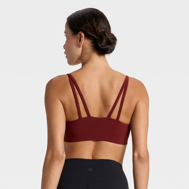 slide 2 of 6, Women's Everyday Soft Light Support Strappy Sports Bra - All In Motion™ Maroon S, 1 ct