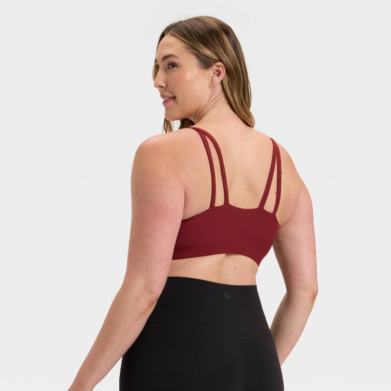 slide 5 of 6, Women's Everyday Soft Light Support Strappy Sports Bra - All In Motion™ Maroon S, 1 ct
