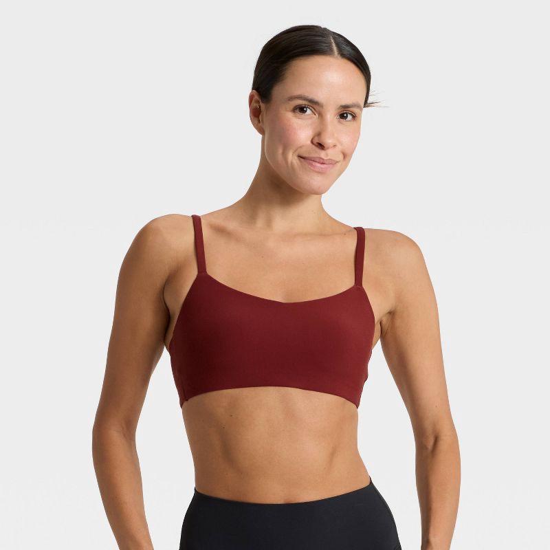 slide 1 of 5, Women's Everyday Soft Light Support Strappy Sports Bra - All In Motion™ Maroon XL, 1 ct