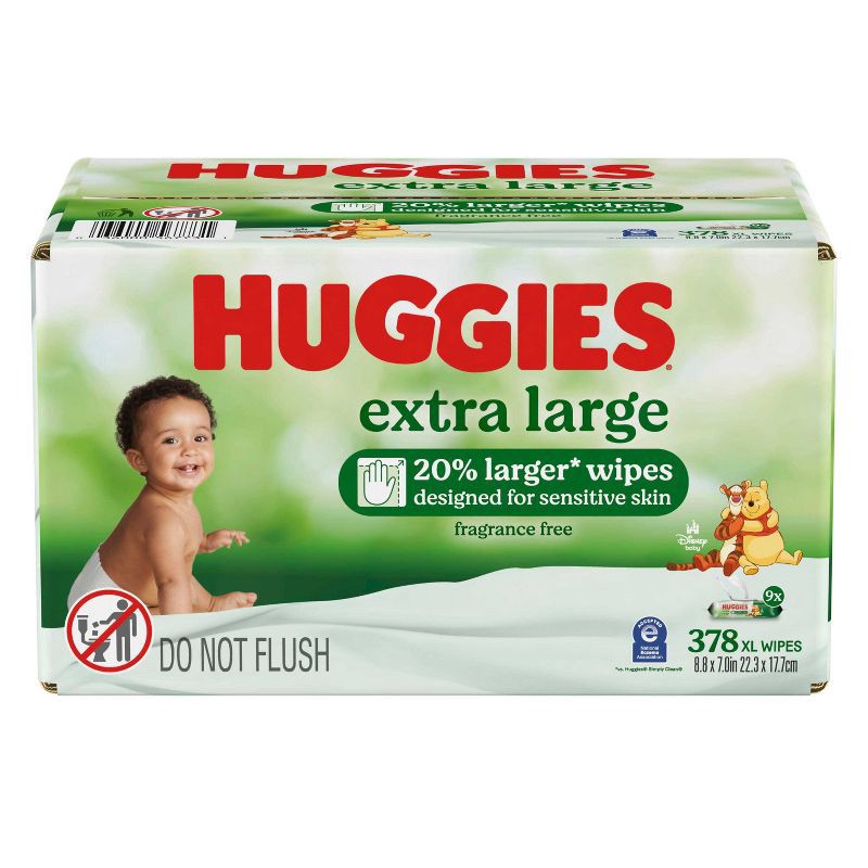 slide 2 of 11, Huggies Unscented XL Baby Wipes - 378ct - 9pk, 378 ct, 9 ct