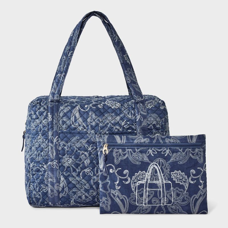 slide 7 of 7, Quilted Weekender Duffel Bag - Universal Thread™ Navy Blue, 1 ct