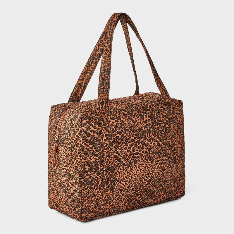 slide 3 of 7, Quilted Weekender Duffel Bag - Universal Thread™ Leopard Print, 1 ct