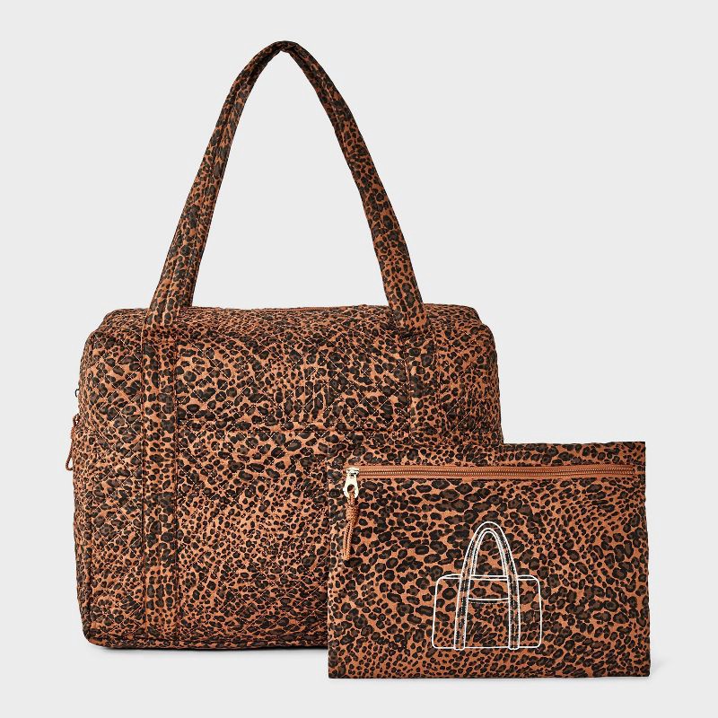 slide 7 of 7, Quilted Weekender Duffel Bag - Universal Thread™ Leopard Print, 1 ct