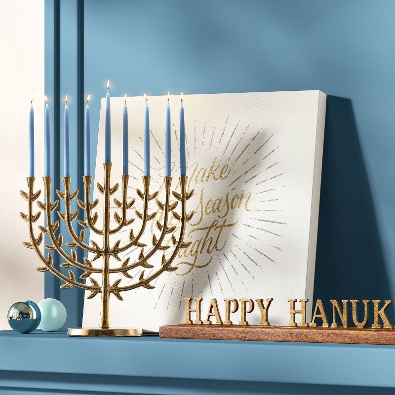 slide 2 of 3, Tree of Life Menorah Metal Hanukkah Candle Holder Gold - Threshold™, 1 ct