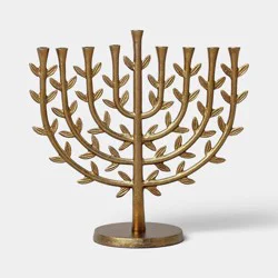 Tree of Life Menorah Metal Hanukkah Candle Holder Gold - Threshold™