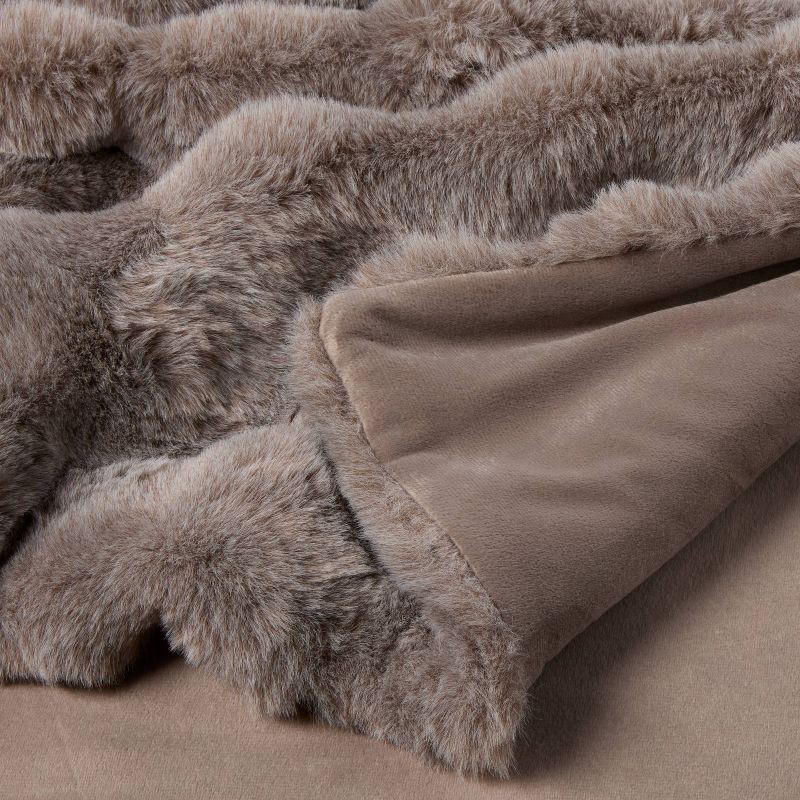 slide 3 of 3, Bubble Fur Throw Taupe - Threshold™, 1 ct