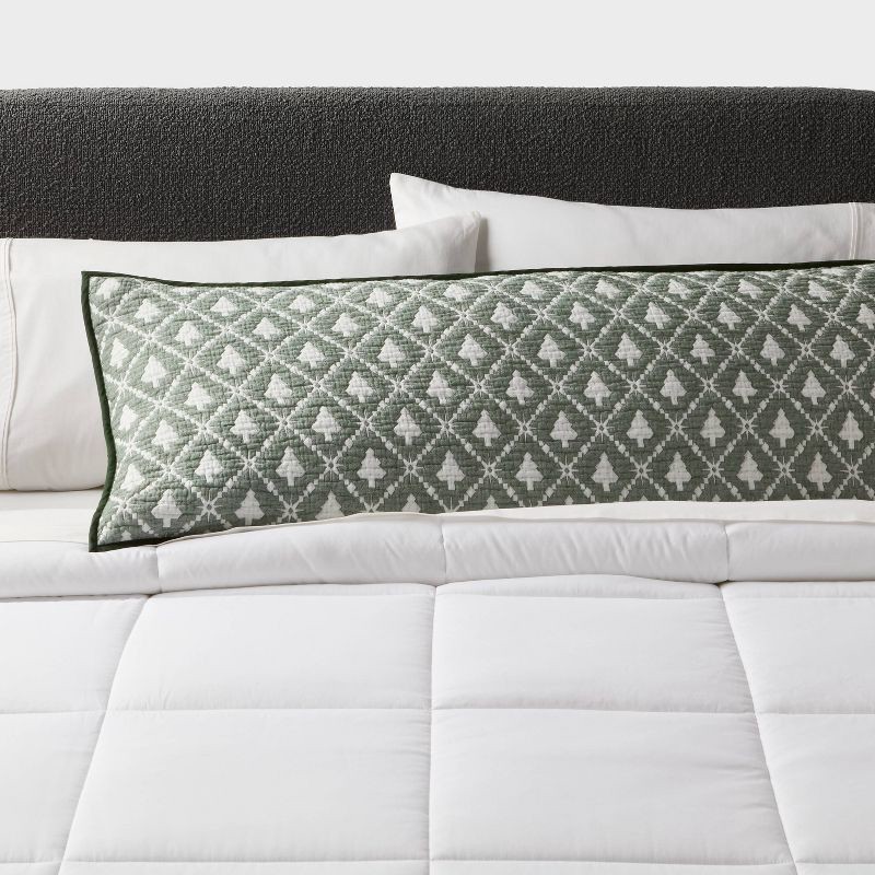 slide 2 of 5, Body Pillow Cover Reversible Matelasse Green Tree - Threshold™, 1 ct