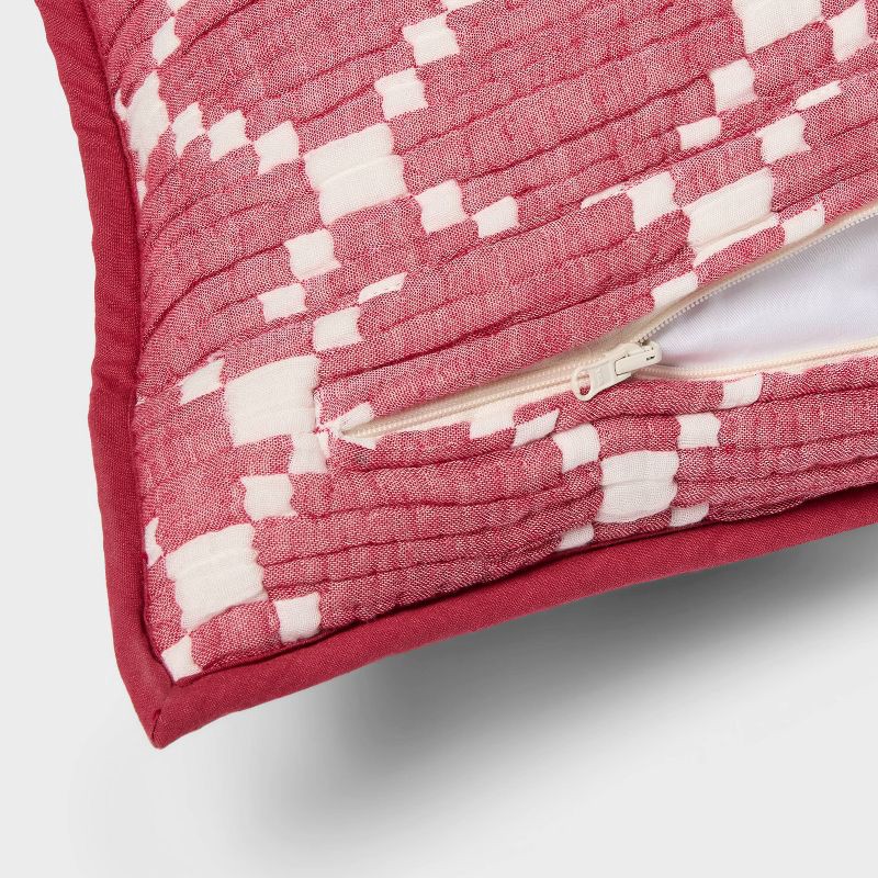 slide 4 of 5, Body Pillow Cover Reversible Matelasse Red Lattice - Threshold™, 1 ct