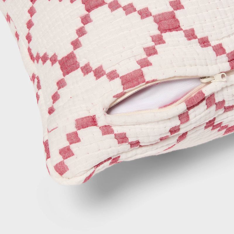 slide 5 of 5, Body Pillow Cover Reversible Matelasse Red Lattice - Threshold™, 1 ct