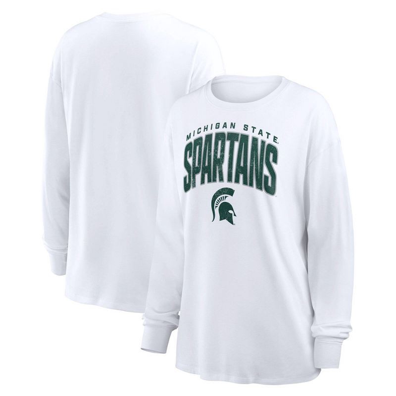 slide 3 of 3, NCAA Michigan State Spartans Women's White Long Sleeve T-Shirt - XXL, 1 ct