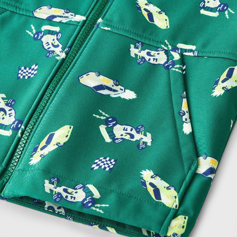 slide 4 of 6, Toddler Boys' Full Zip Racecar Softshell Jacket - Cat & Jack™ Green 12M, 1 ct