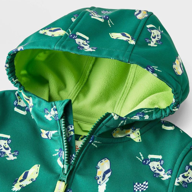 slide 6 of 6, Toddler Boys' Full Zip Racecar Softshell Jacket - Cat & Jack™ Green 12M, 1 ct