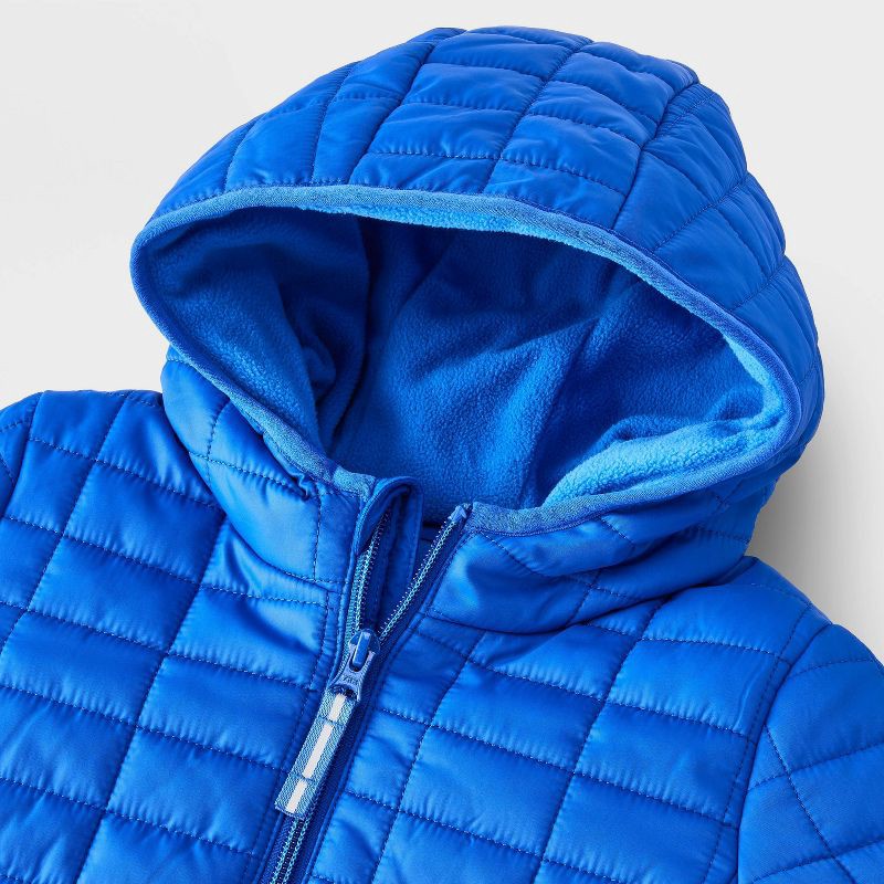slide 3 of 4, Toddler Boys' Value Hooded Puffer Jacket - Cat & Jack™ Royal Blue 18M, 1 ct