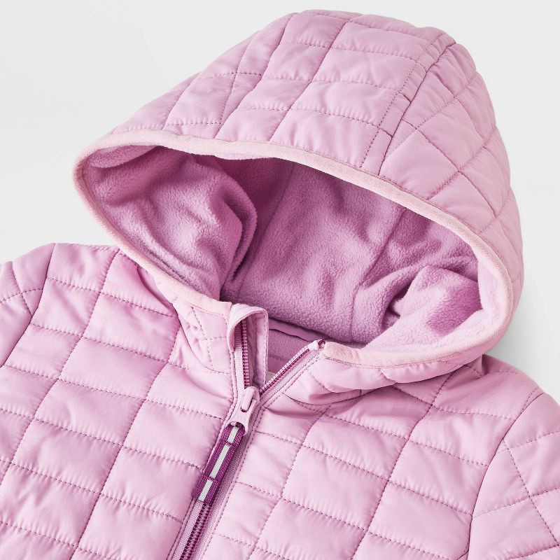 slide 3 of 4, Toddler Girls' Value Hooded Puffer Jacket - Cat & Jack™ Mauve 4T, 1 ct